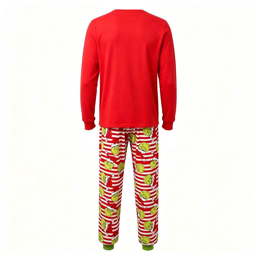 Family Matching Loungewear Set with Long Sleeve Top and Pants, Festive Print for Parent and Child