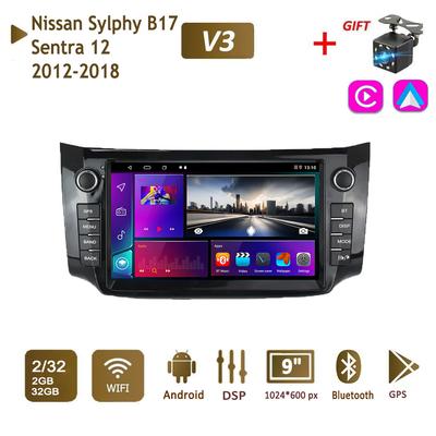 9-calowe Radio samochodowe 2 + 32 GB dla Nissan Sylphy B17 Sentra 12 2012 - 2018 WIFI 2 DIN-Android Auto-Carplay-Gps