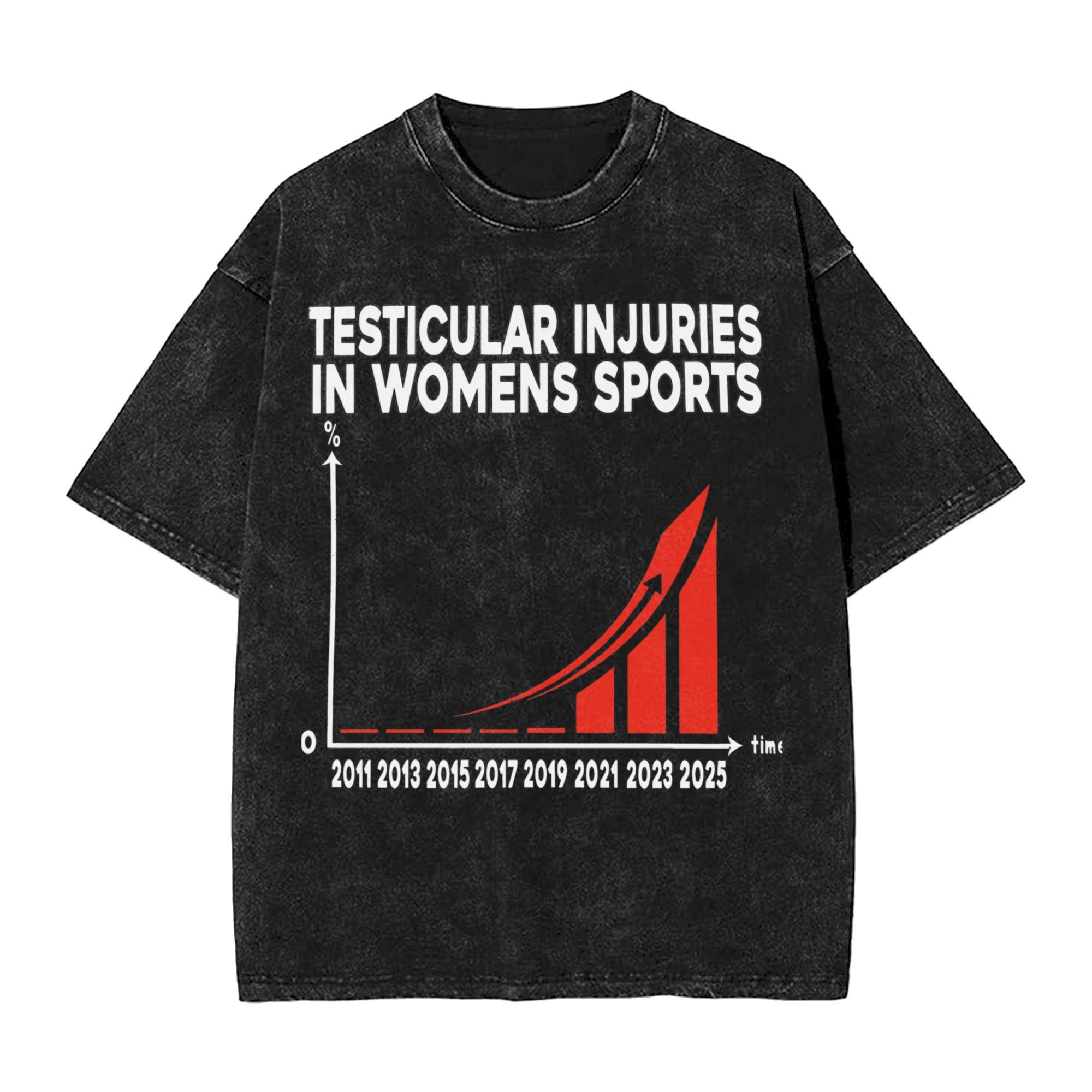 

Testicular Injuries In Womens Sports Accessories Washed T Shirts Unisex Women Streetwear Hip Hop TShirts Printed Short Sleeve 2XL
