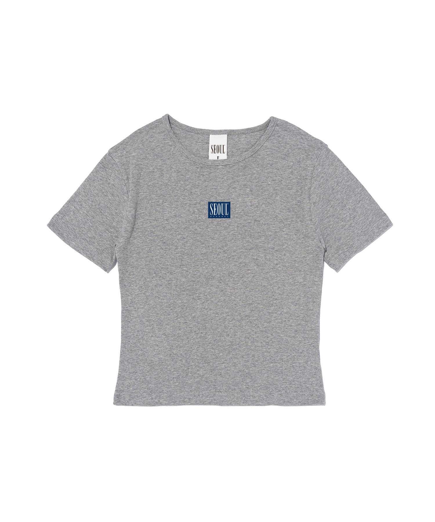 Seoul Apparel Box Logo Crop Short Sleeve T-Shirt (Charcoal) Free