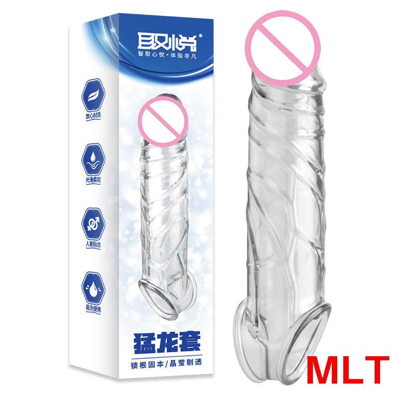 Reusable Condoms Crystal Cover Extend Condoms Delay Ejaculation Enhancer Penile Restraint Sex Toys