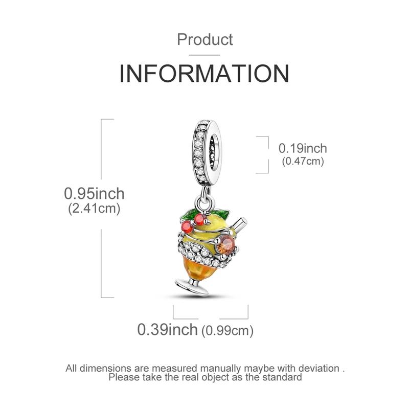 Authentic Charm Bead Charms copper Summer Fruit Ice Cream Cup Bead Charms Compatible With Charm Bead Charms Plata Bracelets for Women Jewellery Making