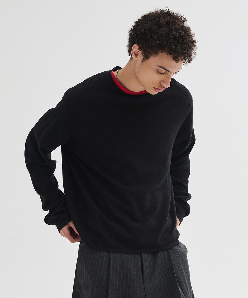 LEIRE Cut-Off Textured Knit [Black]