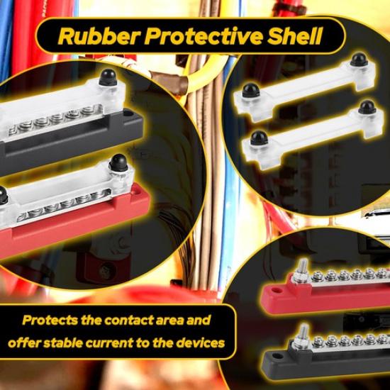 Pair 150A 12V 6 DC WAY BUS DISTRIBUTION TERMINAL BAR FOR BLOCK CAR MARINE BOAT