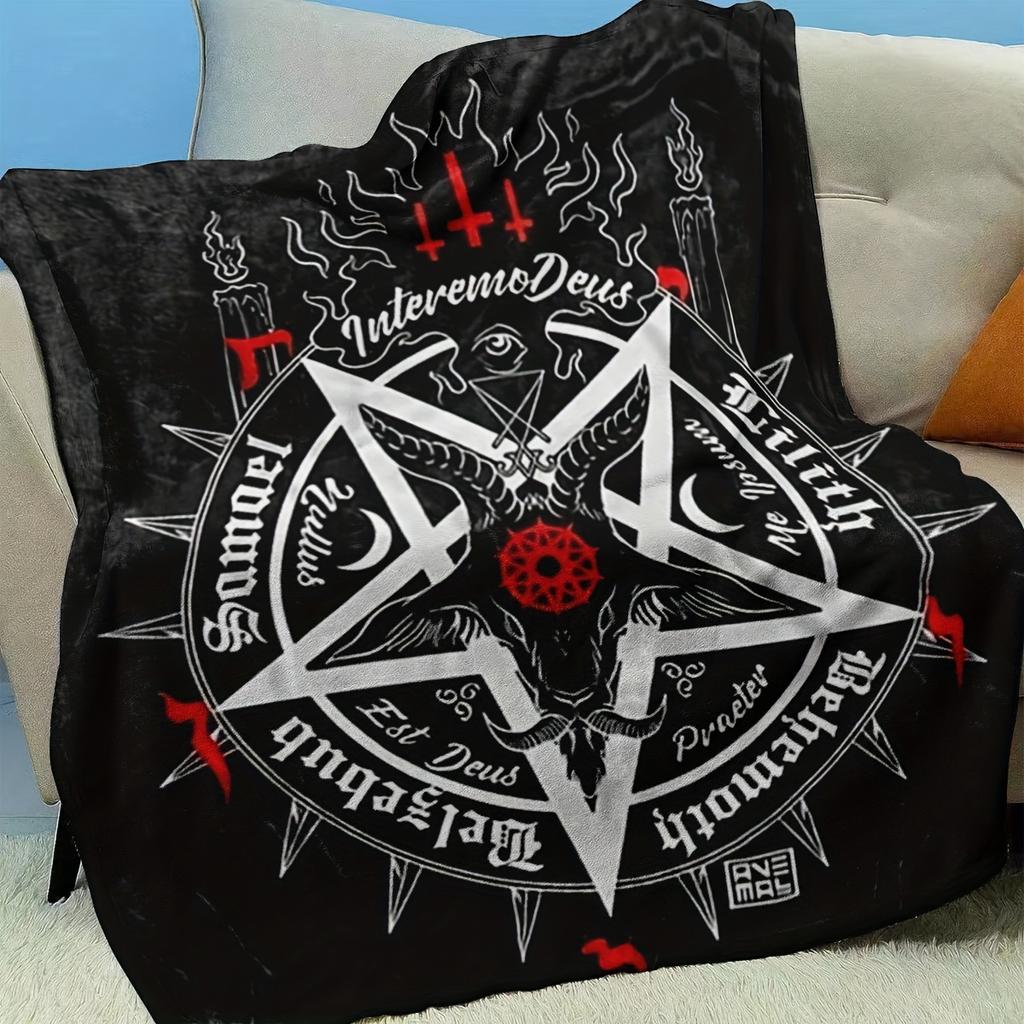 Sheep-head five-pointed star pattern Flannel printed blanket suitable for all seasons suitable for living office sofa and travel
