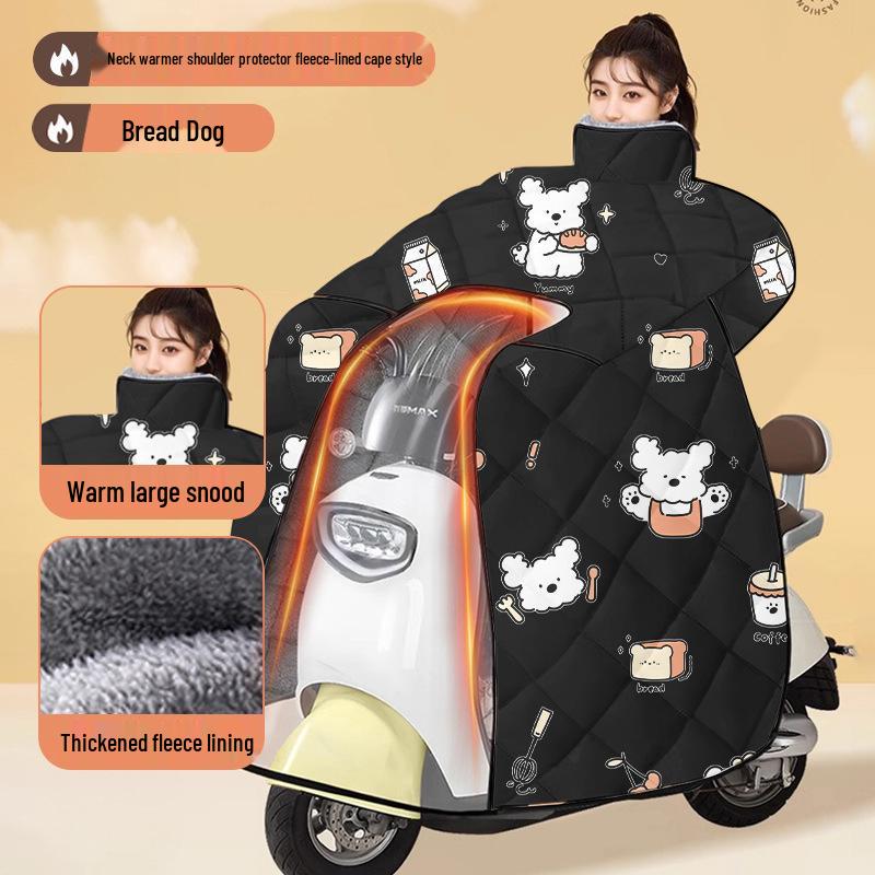 Winter Windproof Plush Electric Bicycle & Motorcycle Cover - Thickened, Enlarged, Waterproof, Coldproof.