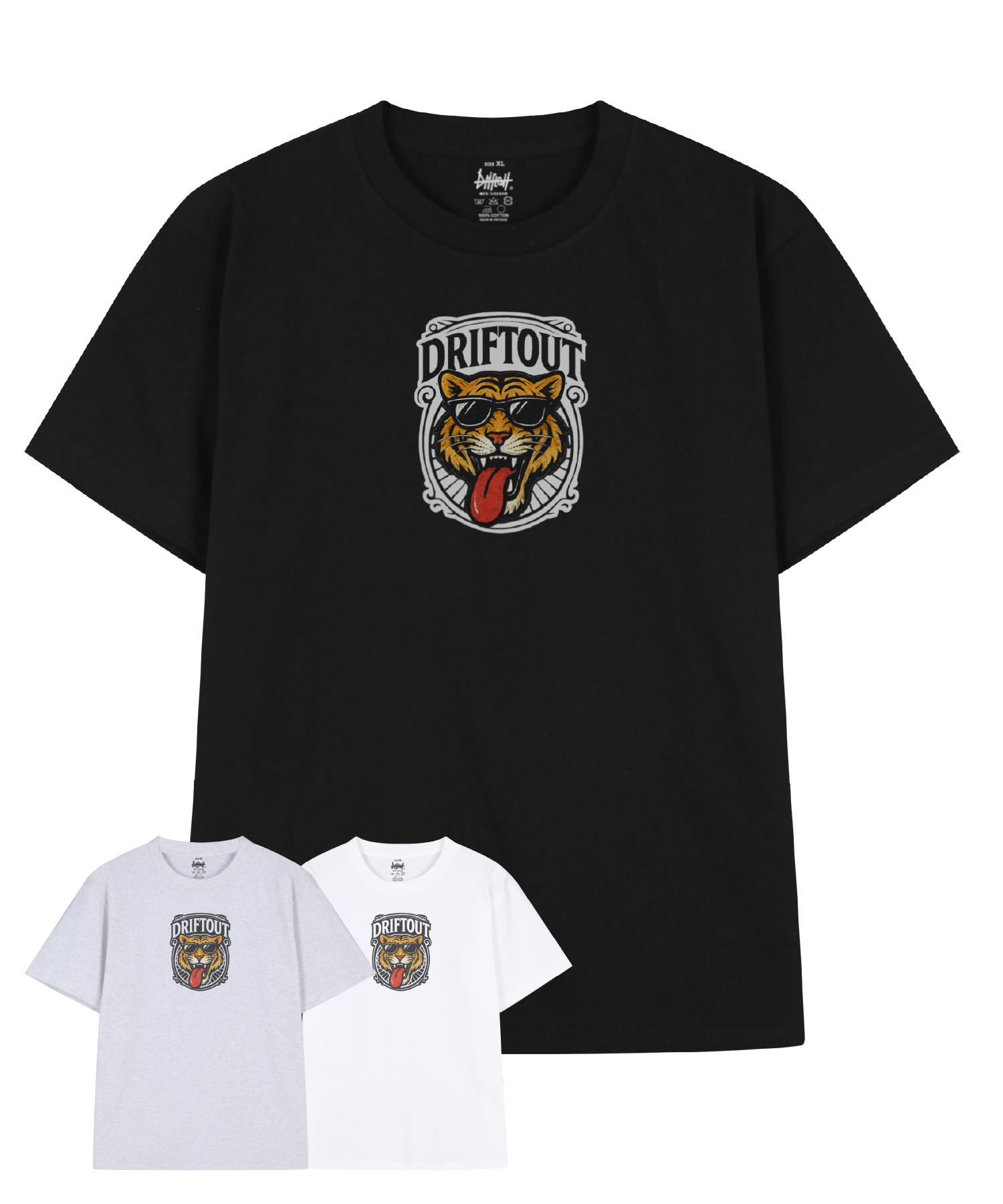 Drift Out Wild Tongue Out Tiger Short Sleeve T-Shirt (3 Colors) Black/M