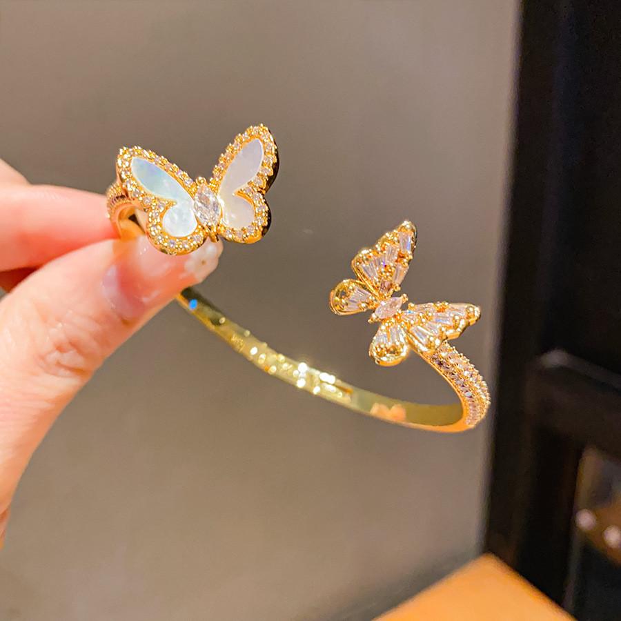 Butterfly Jewelry Open Cuff Bracelet With Electroplated Copper For Fashion Women золотой