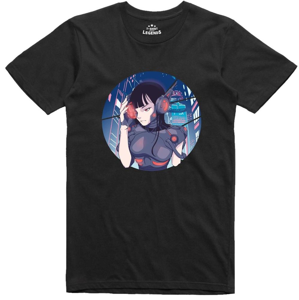 Hommes Anime T Shirt Techno Cyberpunk Fille Manga Japonais Geek Standard Fit Tee