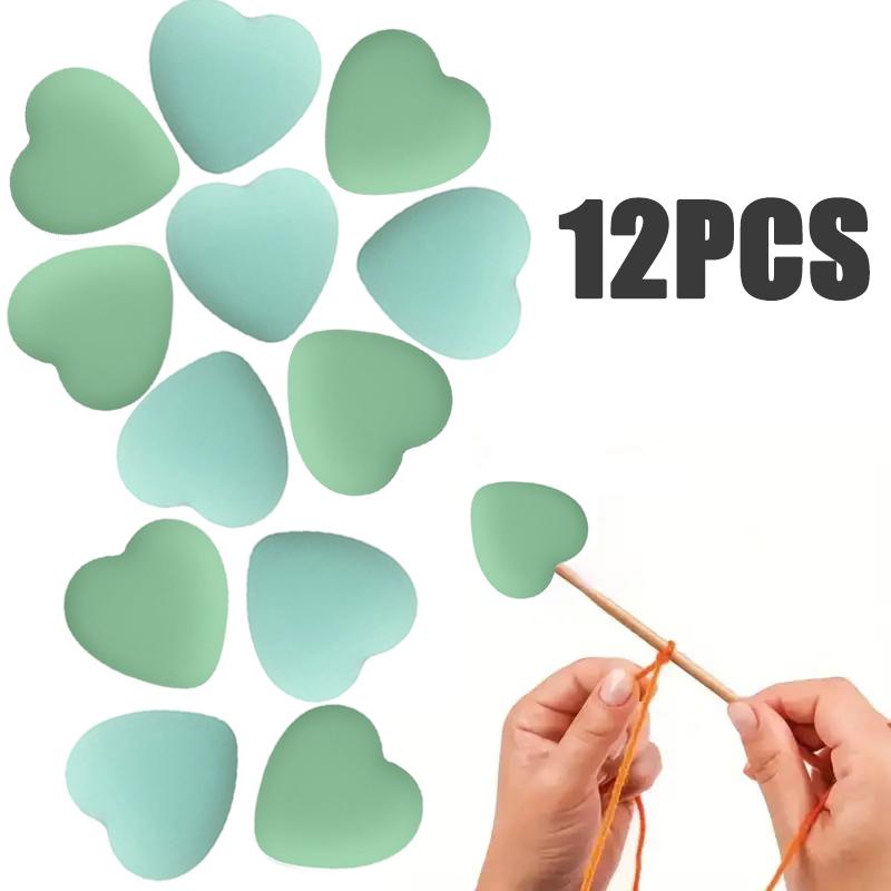 8/10/12PCS Multicolor Heart Stitch Needle Tips Stoppers Silicone Knitting Needle End Caps Cute Knitting Needle Point Protectors