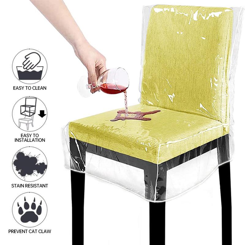 PVC Chair Covers Transparent Waterproof Dustproof Anti-Scratch Chairs Protective Seat Covers Slipcovers for Home Dining Room New