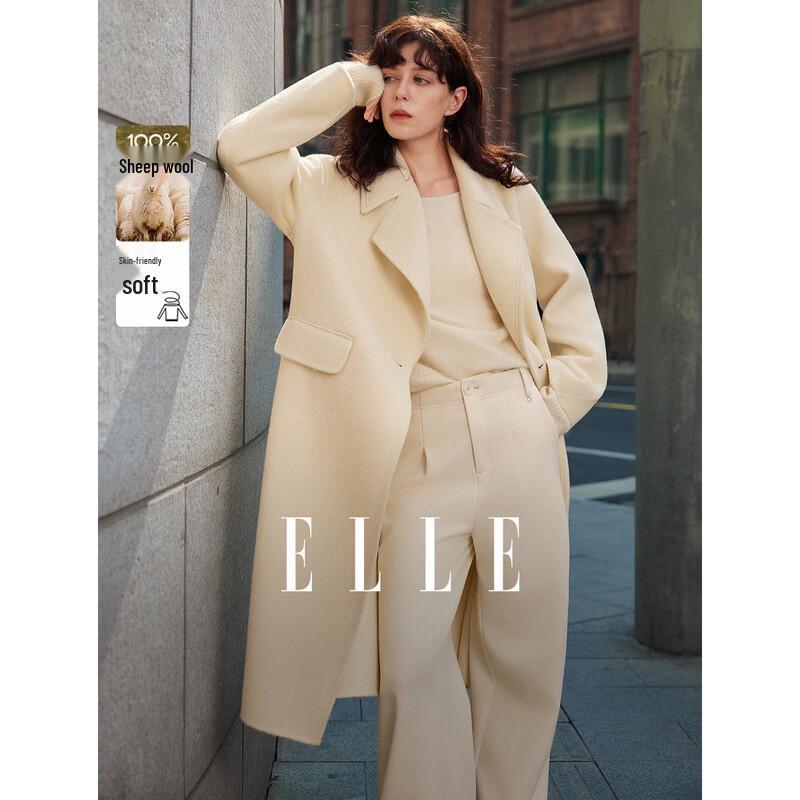

ELLE 100% Lamb Wool Long Double-faced Coat L