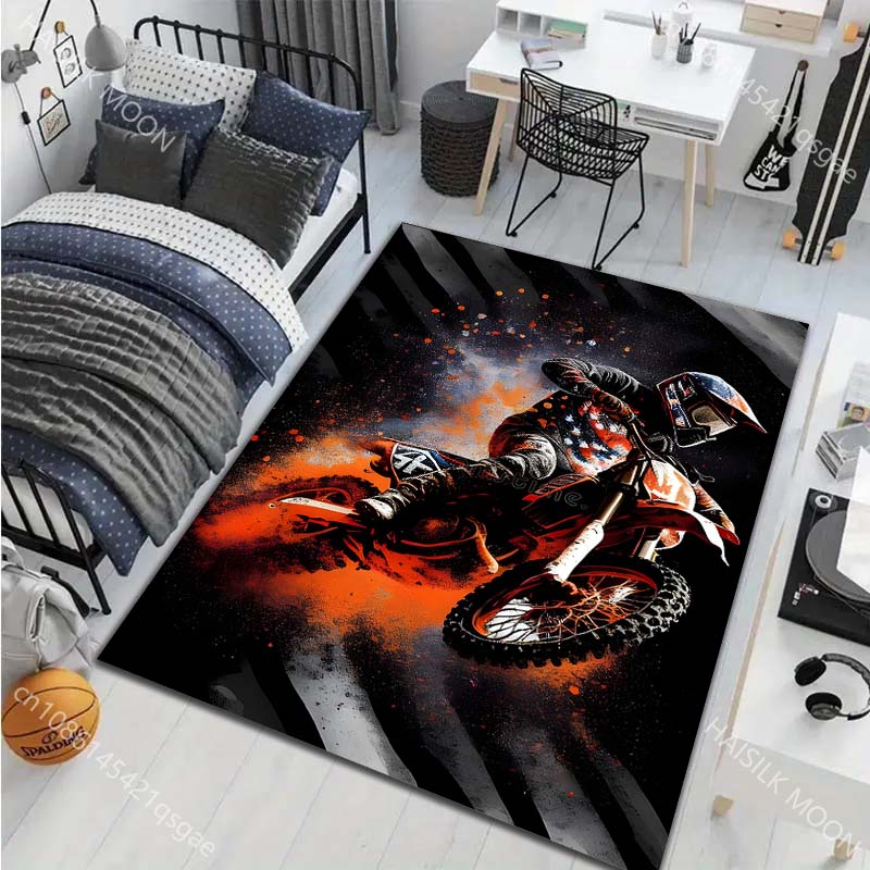 1PC Motorcycle Stunt Leap Carpet for Living Room Bedroom Sofa Home Decor Rus Non-slip Floor Mat Luxury Gift Multiple Sizes