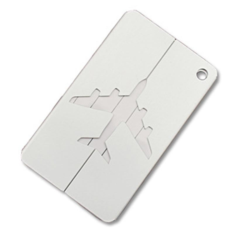 Aluminum Alloy Luggage Tag, Metal Carry-On Tag for Suitcase, Check-In Tag for Trolley Case, Includes Handwritten Card Paper, Airplane Brushed Silver