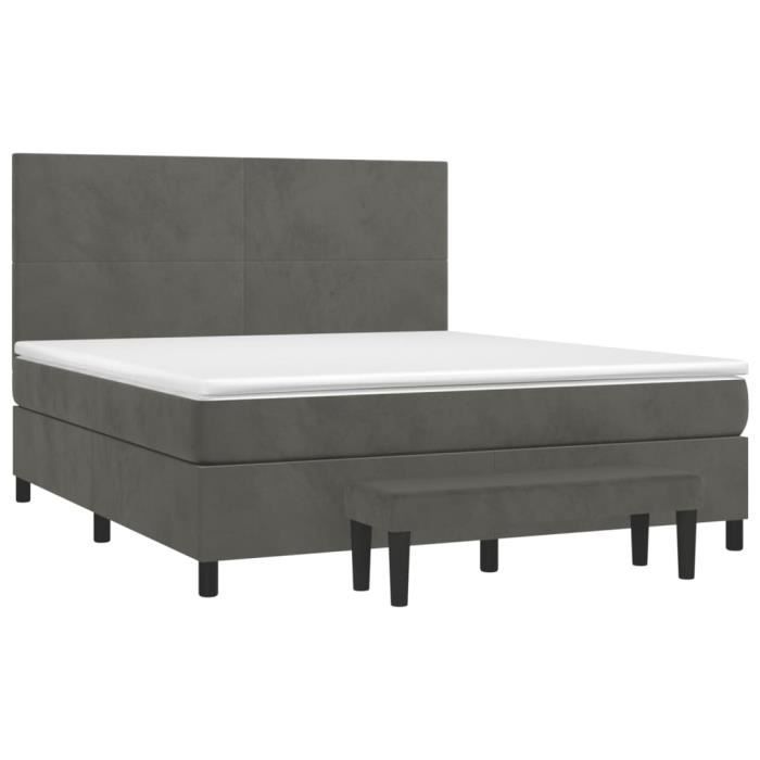 VidaXL Lit à sommier tapissier et matelas Gris foncé 160x200cm Velours - Modèle 3137732