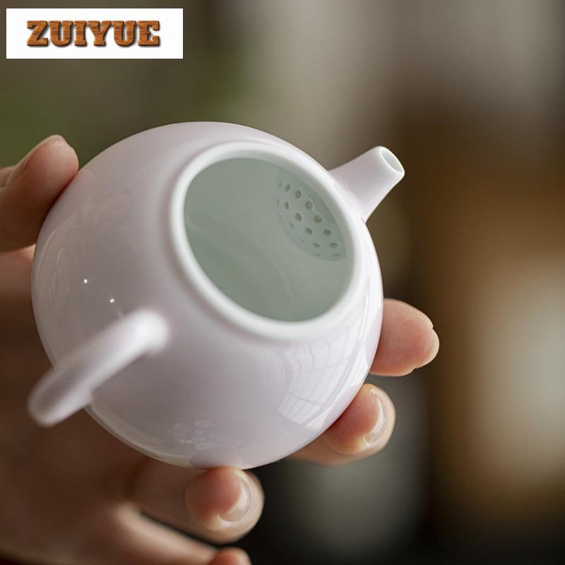 100ml Hand-painted Flower Pink Beige Teapot Retro Tea Infuser Pot Tea Soaking Kettle With Filter Tieguanyin Teaware Ornaments