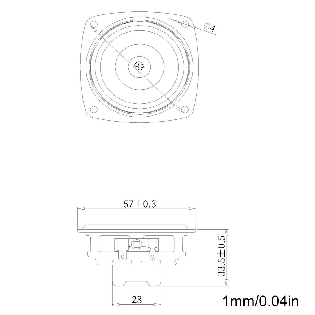 2.25Inch Low Frequency Speaker 15W 4Ohm Impedance Long Excursions Neodymium Magnets Woofer for Deep Bass Output