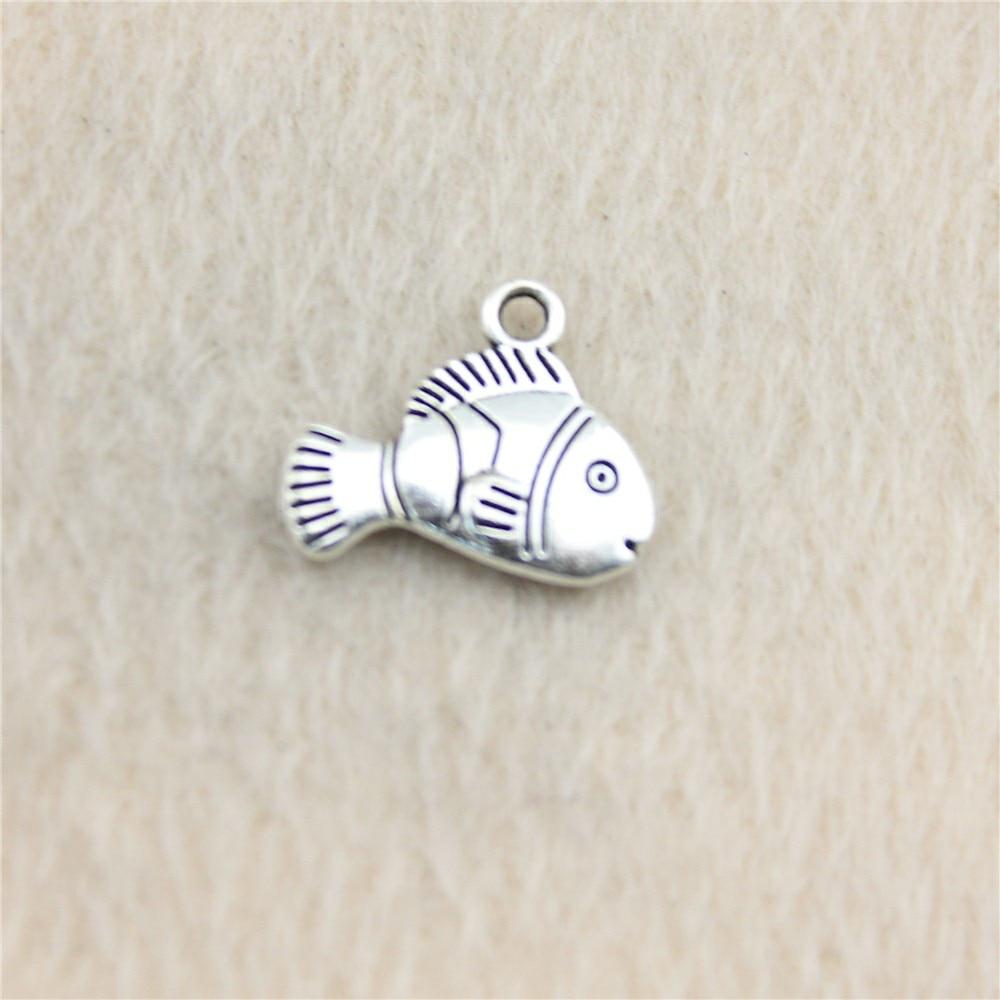 WYISYWG 15 Pieces Charm Metal Pendant Charms Fish 16x14mm Supplies For Jewelry Findings Components B13106