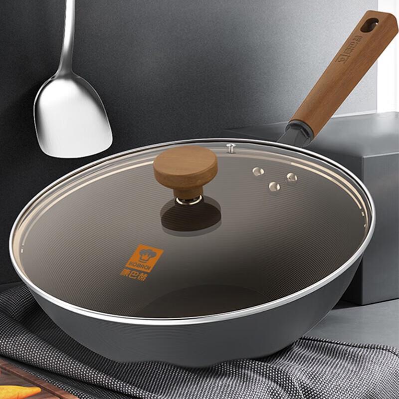 Kangbashi 32cm Uncoated Deep Nitrided Cast Iron Wok