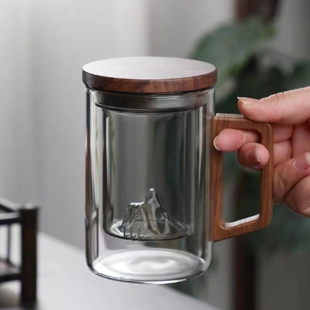 Heat Resistant Flower Tea Cup High Borosilicate Glass Tea Making Mug Water Cup  Daily Drinking