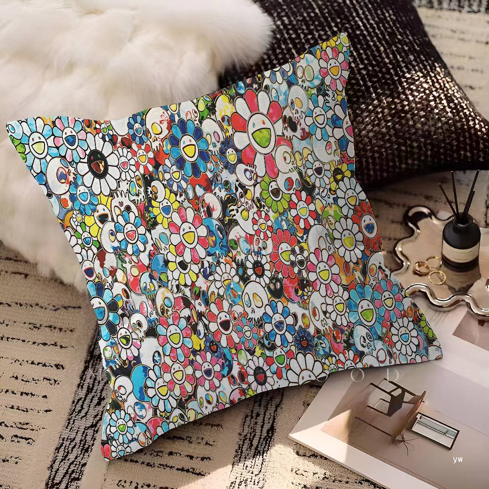 Flower T-Takashi Art M-Murakami Cushion Cover Car Throw Pillow Case For Sofa Car Christmas Gift 40x40cm 45x45cm