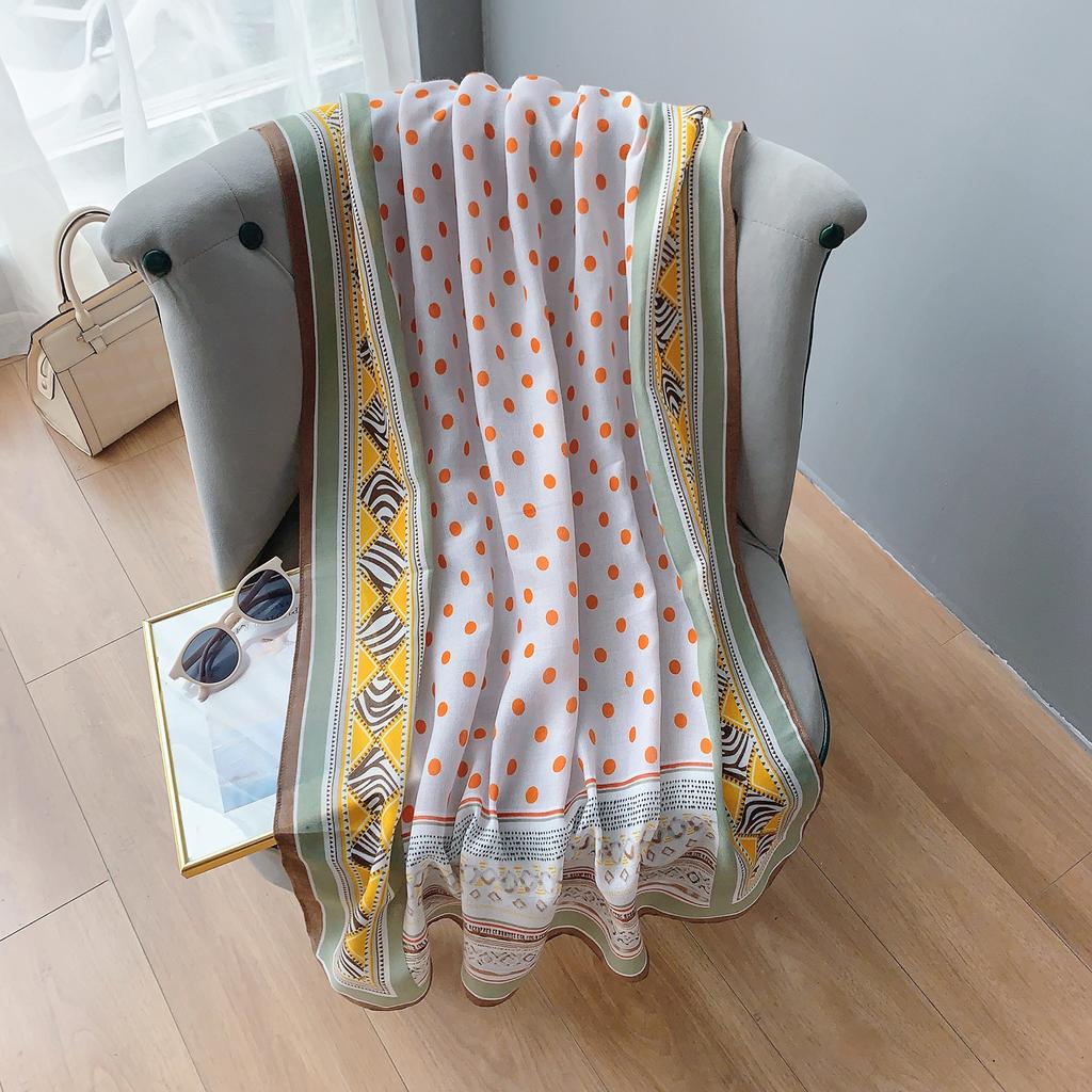 Cotton and linen scarf women's 2025 new polka dot fashion silk scarf women's shawl scarf SHEIN
