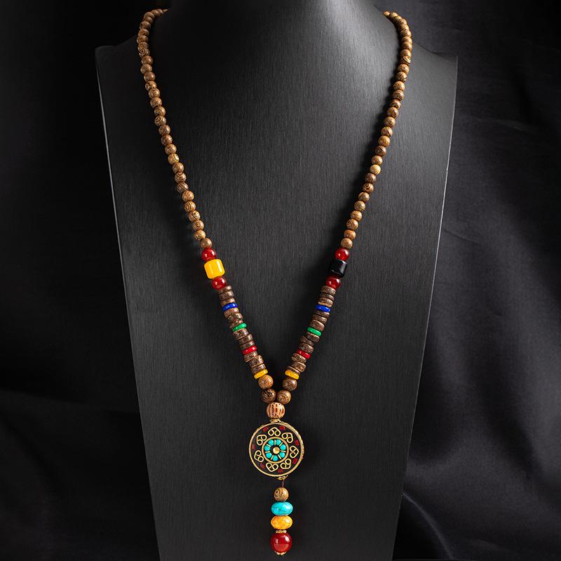 Tibetan Ethnic Sweater Chain Zen Bodhi Necklace: Unisex Retro Scenic Accessory