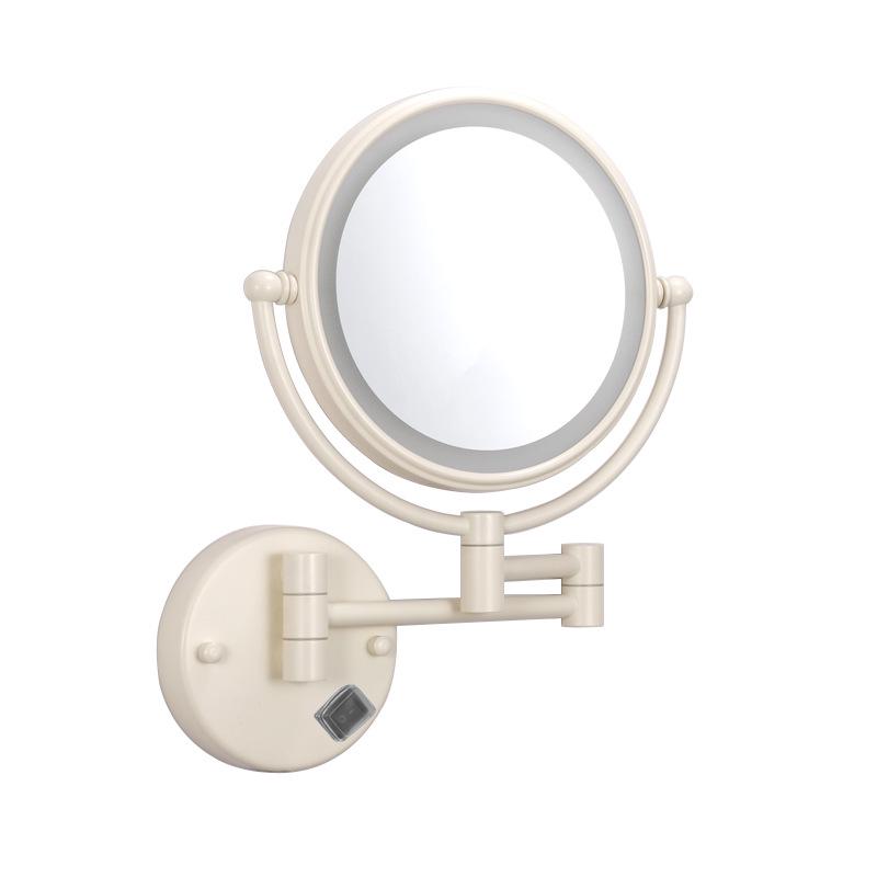 LED Bathroom Vanity Mirror with Folding Makeup Light - Wall-Mounted for Home & Hotel Use