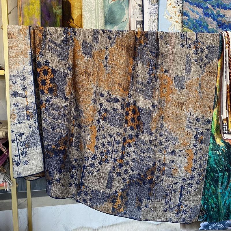 Mulberry silk 111 silk wool large square scarf collection hand-curled high-end gift silk scarf women's autumn shawl