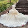High-end Luxury Puppy Photography Skirt Pet Dog Clothes Handmade Roseflower Lace Long Tail Princess Dress For Small Medium Dog