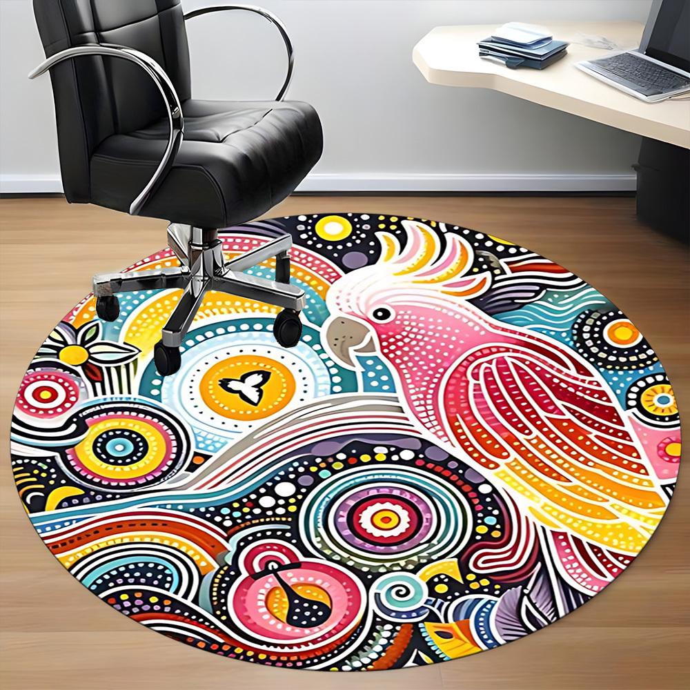 1pc Colorful Parrot Artwork Chair Carpet for Office Non-Slip, Machine Washable Rug for Office - Holiday DecorMachine Made yy251029081