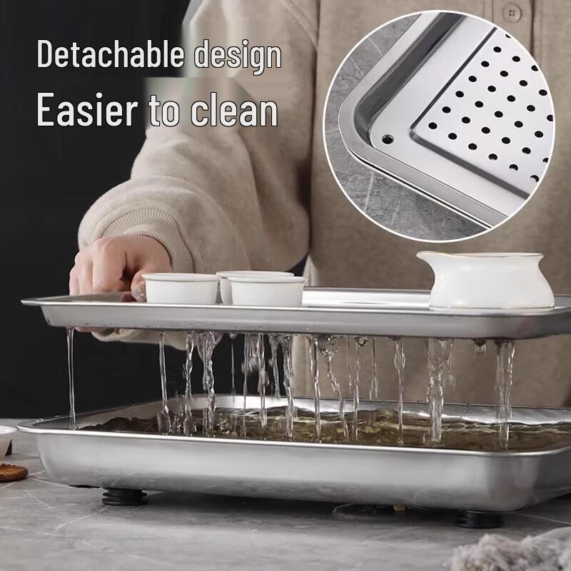 Stainless Steel Draining Tea Tray
