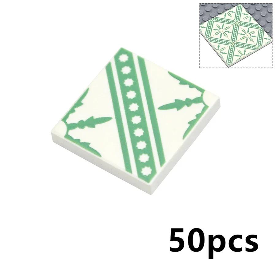 Smooth 2x2 Floor Printed Tile Assembled Building Blocks MOC City House Bricks Decoration Ceramic Tile Construction Toys