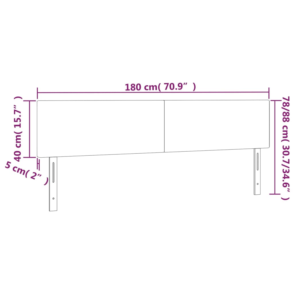 Vidaxl Zagłówek Do Łóżka Z Led, Jasnoszary, 180X5X78/88 Cm, Aksamit