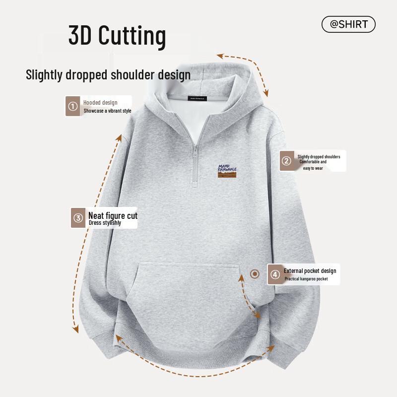 Mark Fairwhale Herren-Hoodie mit halbem Reißverschluss