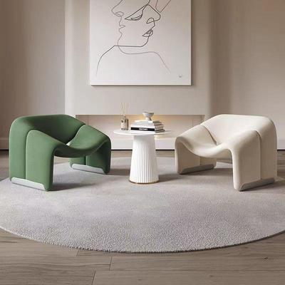 Lambswool Designer Smile Chair - Single Sofa for Living Room, Balcony, or Reception