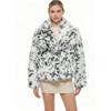 Giacca Corta da Donna in Ecopelliccia Stampa Leopardo con Bavero Caldo Cappotto Invernale