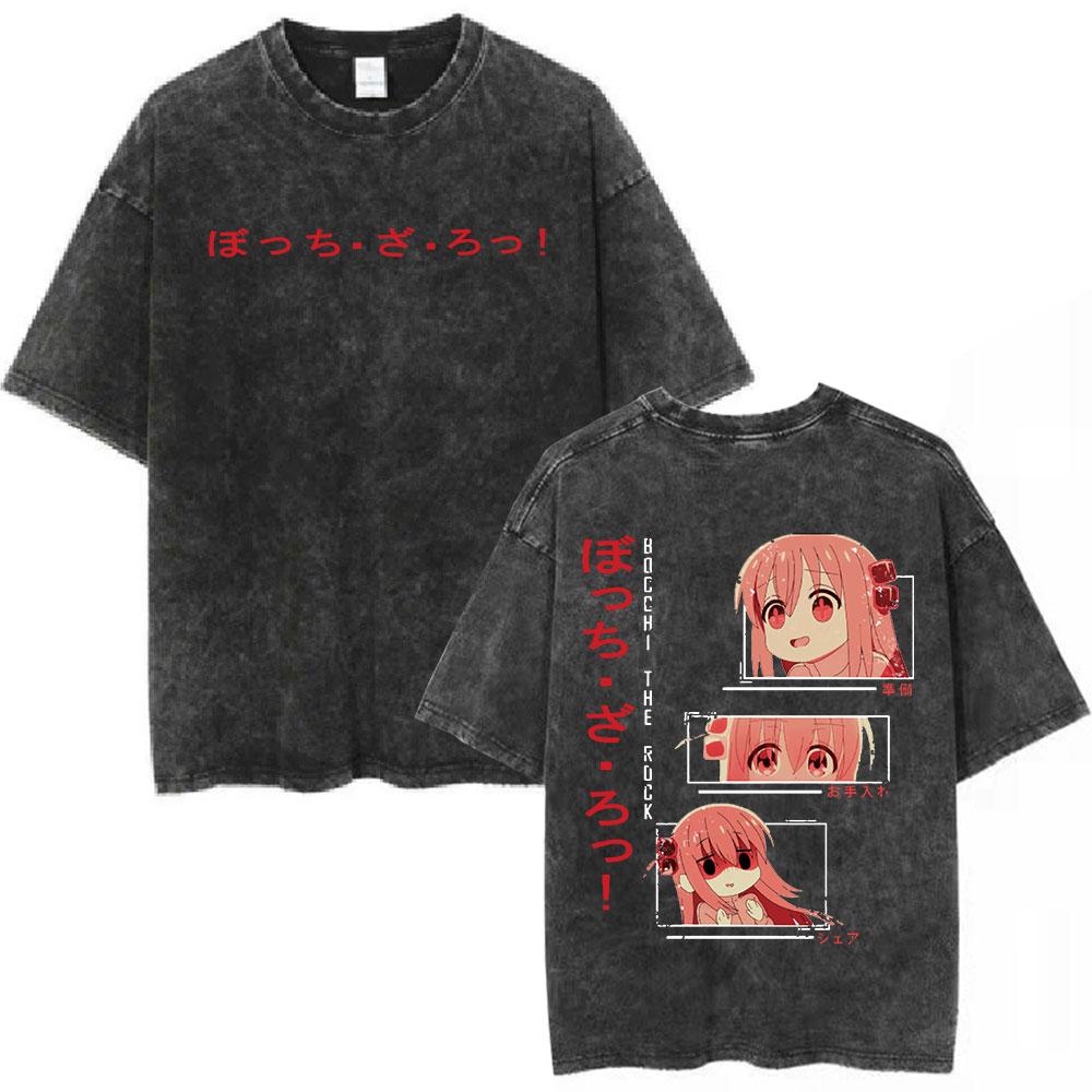 Vintage Washed Bocchi The Rock Ijichi Nijika Yamada Ryo Gotoh Hitori Kita Ikuyo Tshirt Kessoku Band Print T-shirt Men Women Tees