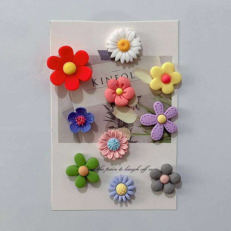 10Pc Candy Flower Frosted Plastic Fridge Magnets Creative Korean 3D Magnets Cartoon Magnet Home Decore Creative Magnetic Sticker