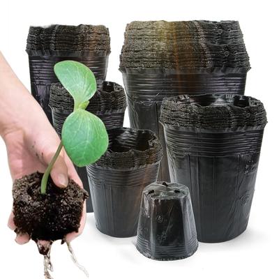 50pcs Garden Black Soft Plastic Seedling Bag Plant Nursery Pots Thickened Seed Starting Pot Flower Vegetable Independent Box