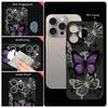 Wrist Strap Lanyard TPU Phone Case For iPhone 17 16 15 Pro Max 13 14 Pro Max 17e 16e 11 Purple Butterfly Soft Silicone Cover