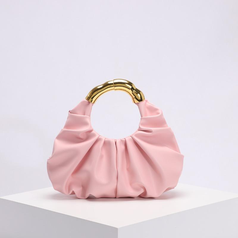2026 New Women PU Cloud Bag with Asymmetrical Hardware Handle, Elegant Folded Design Tote Minimalist Crossbody Purse for Ladies