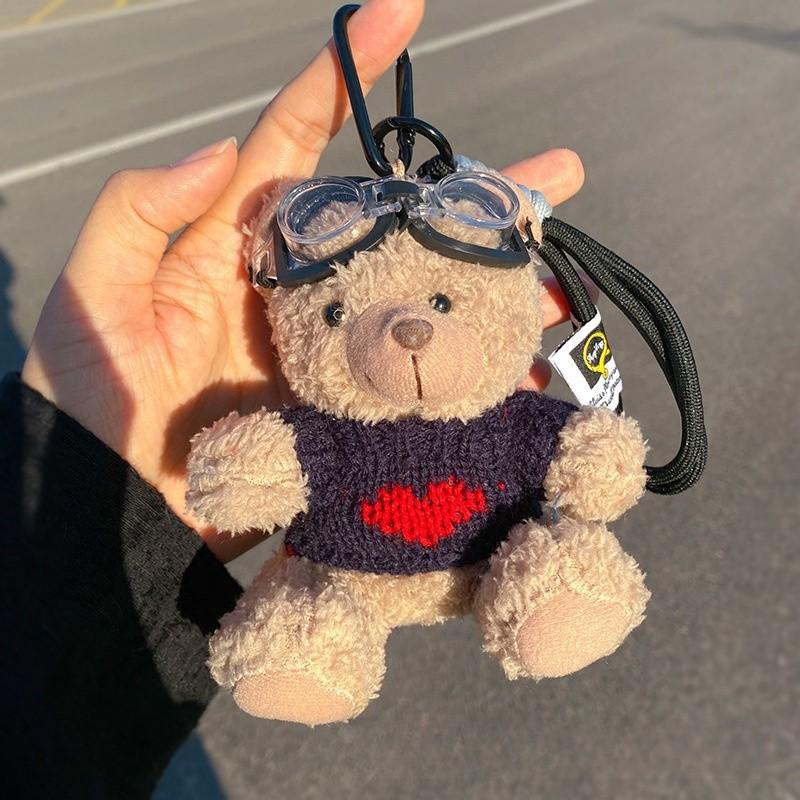 Ins Internet Celebrity Pilot Teddybär Plüsch Anhänger Kreative Puppe Niedliche Bär Puppe Schlüsselbund Tasche Hängendes Geschenk