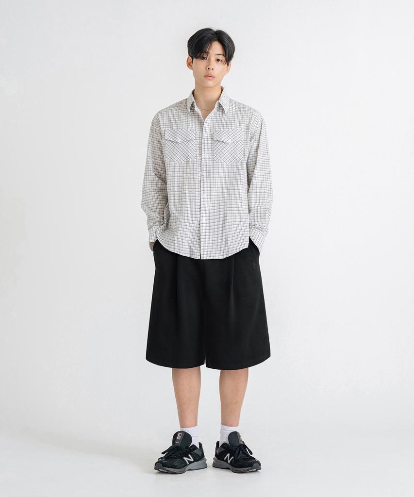 LEMAIN SECOND Bermuda Wide One-Pleat Sweat Shorts_3 Colors