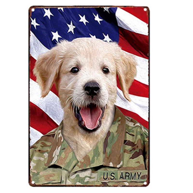 Dressed Dog Vintage Metal Tin Poster For Bedroom Wall Decoration Pet Dog Shabby Chic Tin Poster