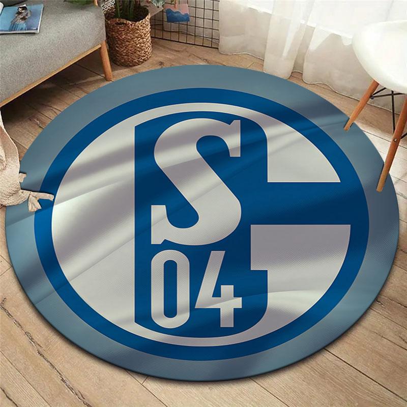FC Schalke 04 Round Area Rug,Carpet Rug for Living Room Bedroom Sofa Playroom Decor,Non-slip Floor Mat