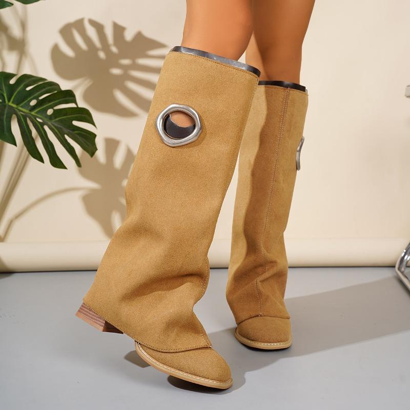 Nové stylové kalhotové kozačky pro ženy, univerzální kozačky na středním podpatku, jednoduché kozačky a dámské boty