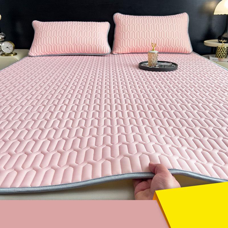 Set Tappetino Rinfrescante in Lattice Estivo Nordico Spesso Pieghevole Materasso Topper per Condizionatore d'Aria con Cinturino Colore Solido Morbido Set Biancheria da Letto