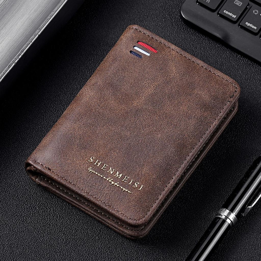 Men’s PU Leather Bifold Wallet Slim Card Holder Compact Billfold Wallet with Multiple Card Slots Cash Pocket Business Wallet