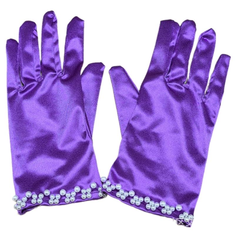 Short Gloves with Beaded Cuffs Bachelorette Party Stage Performances Handwear